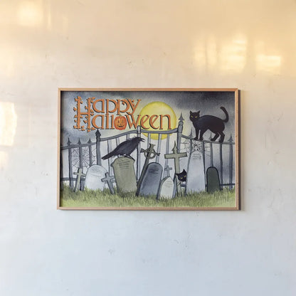 Haunting Halloween Night V by Kathleen Parr McKenna. shown as a paper print in a natural frame. Available as a archival giclee rolled canvas, fine art paper, or poster print. SKU 39667i.