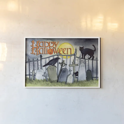 Haunting Halloween Night V by Kathleen Parr McKenna. shown as a paper print in a white frame. Available as a archival giclee rolled canvas, fine art paper, or poster print. SKU 39667i.