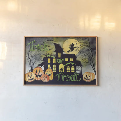 Haunting Halloween Night VI by Kathleen Parr McKenna. shown as a paper print in a natural frame. Available as a archival giclee rolled canvas, fine art paper, or poster print. SKU 39668i.