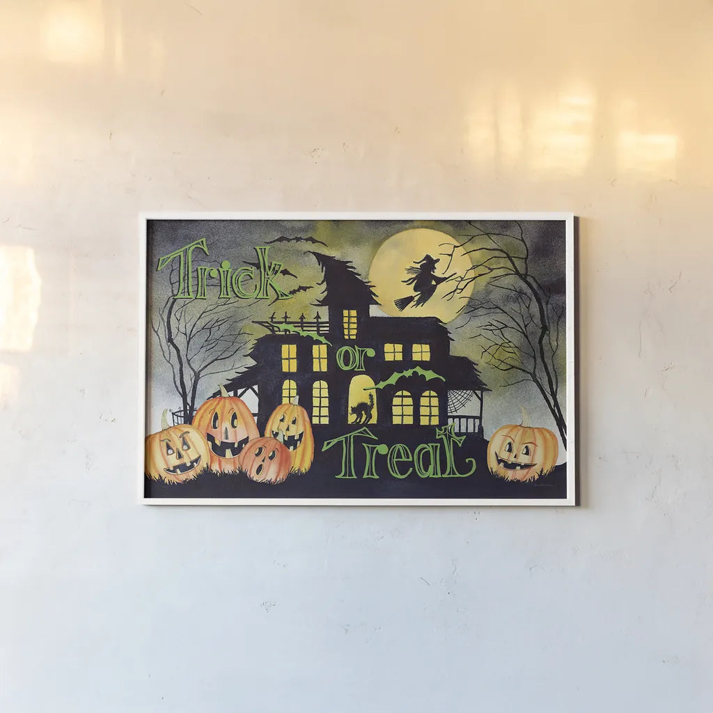 Haunting Halloween Night VI by Kathleen Parr McKenna. shown as a paper print in a white frame. Available as a archival giclee rolled canvas, fine art paper, or poster print. SKU 39668i.