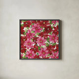 Holiday Happiness Pattern VI by Kathleen Parr McKenna. Shown in a sleek black glass frame for a contemporary gallery look. Available as an archival giclee rolled canvas, fine art paper, or poster print. SKU 47921a.