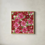 Holiday Happiness Pattern VI by Kathleen Parr McKenna. Shown in a natural wood glass frame for a timeless modern aesthetic. Available as an archival giclee rolled canvas, fine art paper, or poster print. SKU 47921a.