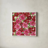Holiday Happiness Pattern VI by Kathleen Parr McKenna. Shown in a crisp white glass frame for a clean and minimalist style. Available as an archival giclee rolled canvas, fine art paper, or poster print. SKU 47921a.