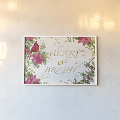 Holiday Happiness VIII by Kathleen Parr McKenna. shown as a paper print in a white frame. Available as a archival giclee rolled canvas, fine art paper, or poster print. SKU 41673i.