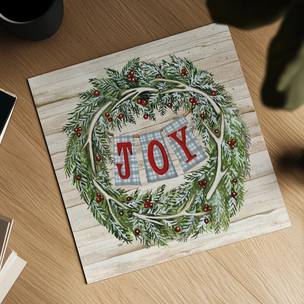 Holiday Saying I on Wood Plaid by Kathleen Parr McKenna. Shown as a detailed flat fine art print, highlighting archival giclee quality. Available as an archival giclee rolled canvas, fine art paper, or poster print. SKU 37356a.