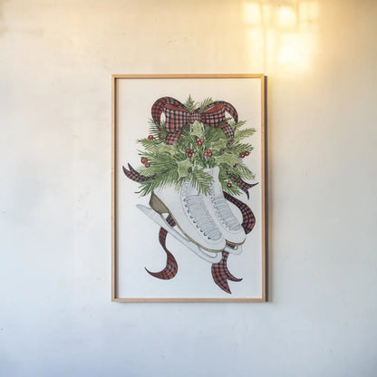 Holiday Sports I by Kathleen Parr McKenna. shown as a paper print in a natural frame. Available as a archival giclee rolled canvas, fine art paper, or poster print. SKU 31739h.