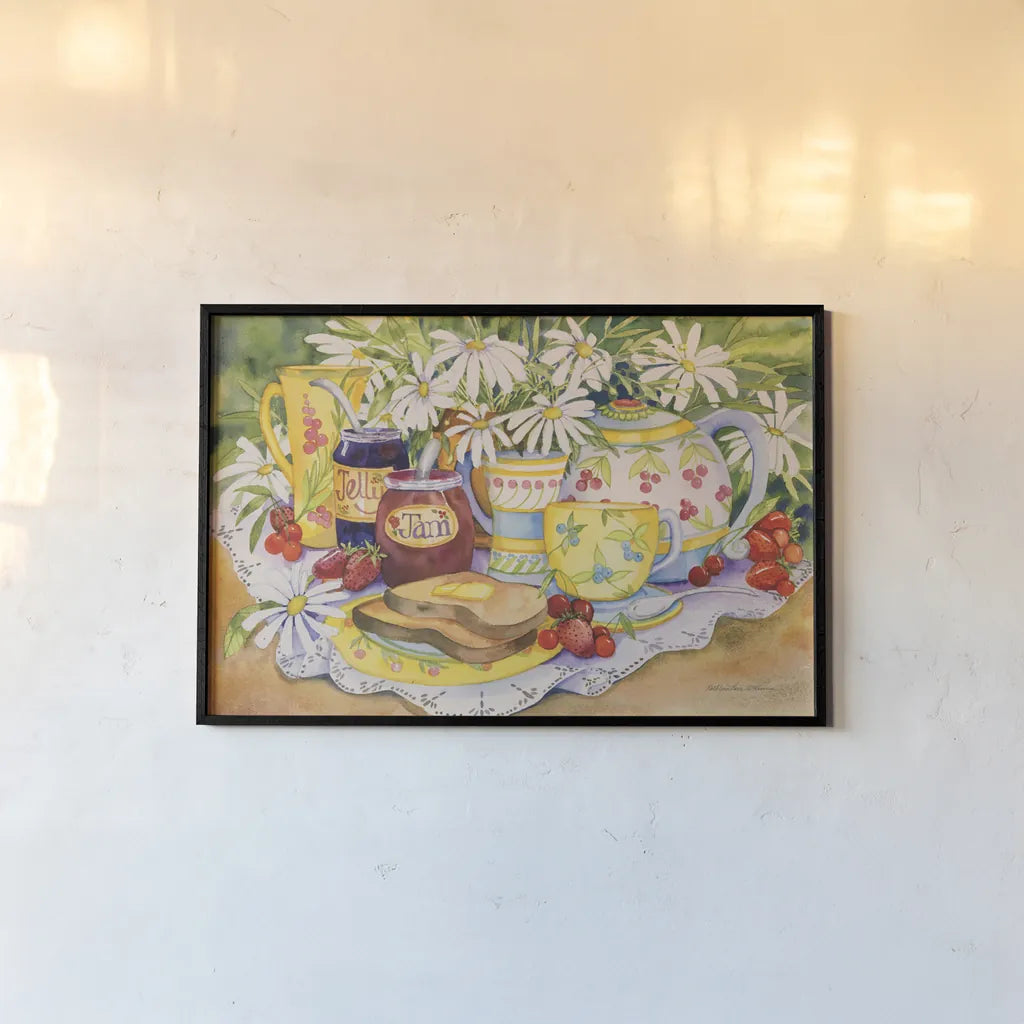 Jam and Jelly by Kathleen Parr McKenna. shown as a paper print in a black flame. Available as a archival giclee rolled canvas, fine art paper, or poster print. SKU 47935i.