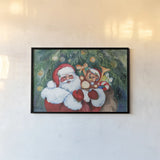 Jolly Santa by Kathleen Parr McKenna. shown as a paper print in a black flame. Available as a archival giclee rolled canvas, fine art paper, or poster print. SKU 70545i.