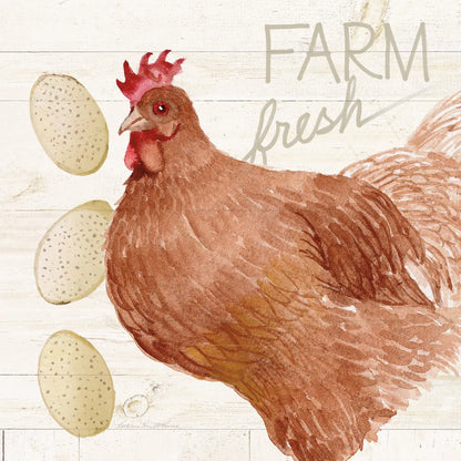 Life on the Farm Chicken II by Kathleen Parr McKenna. SKU 34555a. Archival Giclee Fine art print for wall decor.