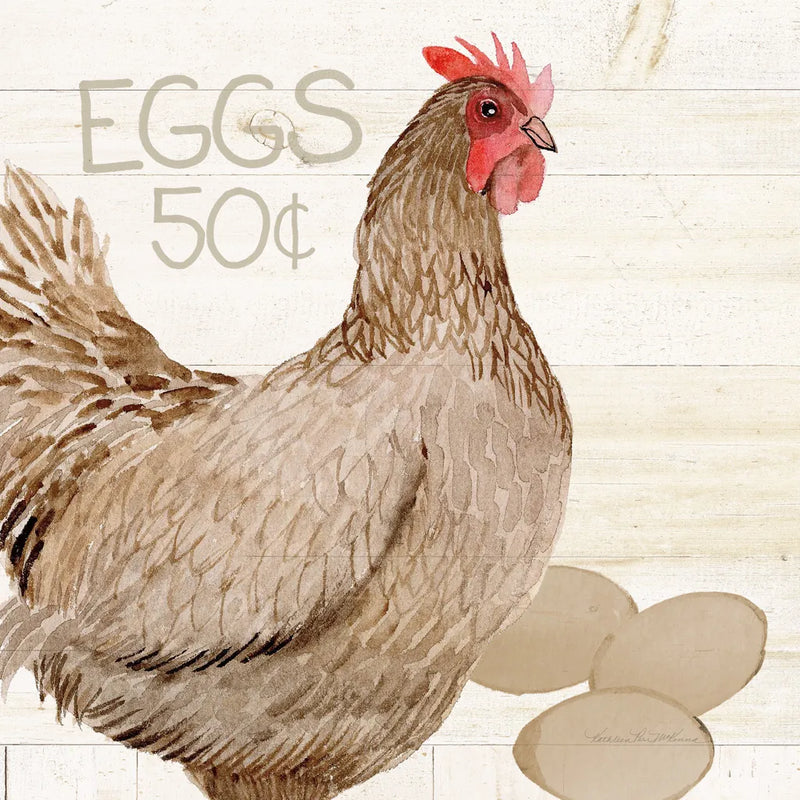 Life on the Farm Chicken III by Kathleen Parr McKenna. SKU 34556a. Archival Giclee Fine art print for wall decor.