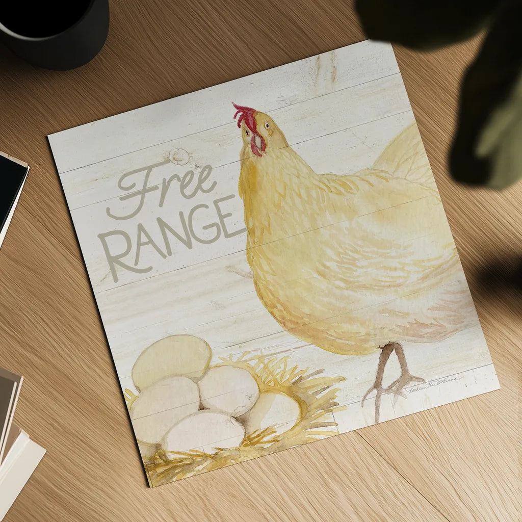 Life on the Farm Chicken IV by Kathleen Parr McKenna. Shown as a detailed flat fine art print, highlighting archival giclee quality. Available as an archival giclee rolled canvas, fine art paper, or poster print. SKU 34557a.