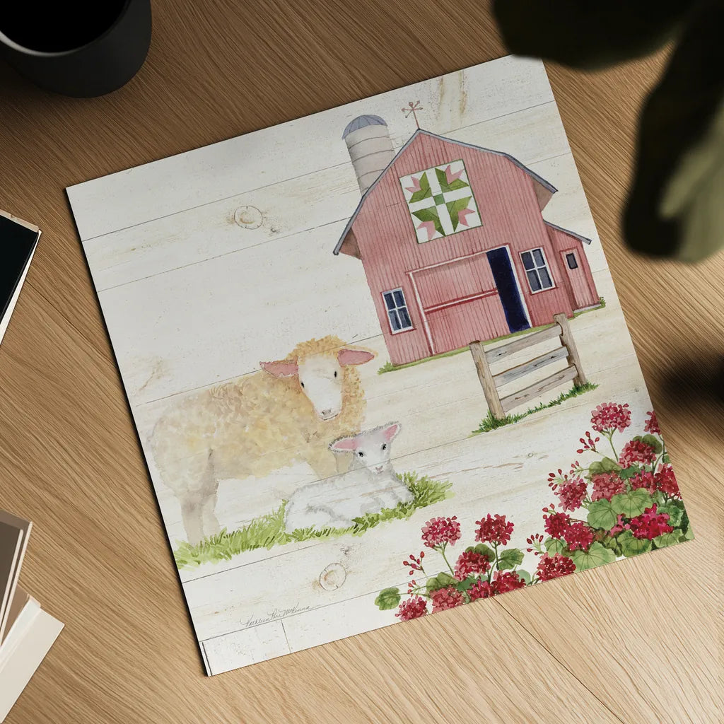 Life on the Farm II by Kathleen Parr McKenna. Shown as a detailed flat fine art print, highlighting archival giclee quality. Available as an archival giclee rolled canvas, fine art paper, or poster print. SKU 34551a.