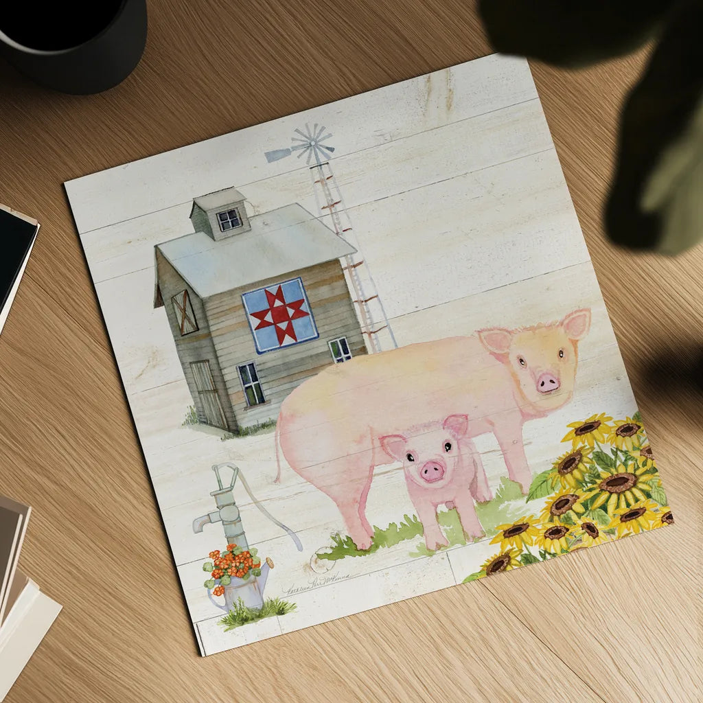 Life on the Farm III by Kathleen Parr McKenna. Shown as a detailed flat fine art print, highlighting archival giclee quality. Available as an archival giclee rolled canvas, fine art paper, or poster print. SKU 34552a.