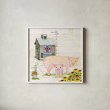 Life on the Farm III by Kathleen Parr McKenna. Shown in a crisp white glass frame for a clean and minimalist style. Available as an archival giclee rolled canvas, fine art paper, or poster print. SKU 34552a.
