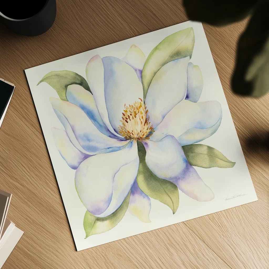 Magnolia by Kathleen Parr McKenna. Shown as a detailed flat fine art print, highlighting archival giclee quality. Available as an archival giclee rolled canvas, fine art paper, or poster print. SKU 46646a.