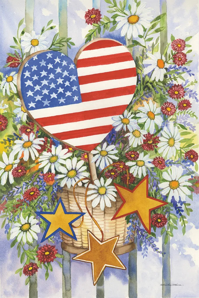 Patriotic Bouquet by Kathleen Parr McKenna. SKU 41295h. Archival Giclee Fine art print for wall decor.