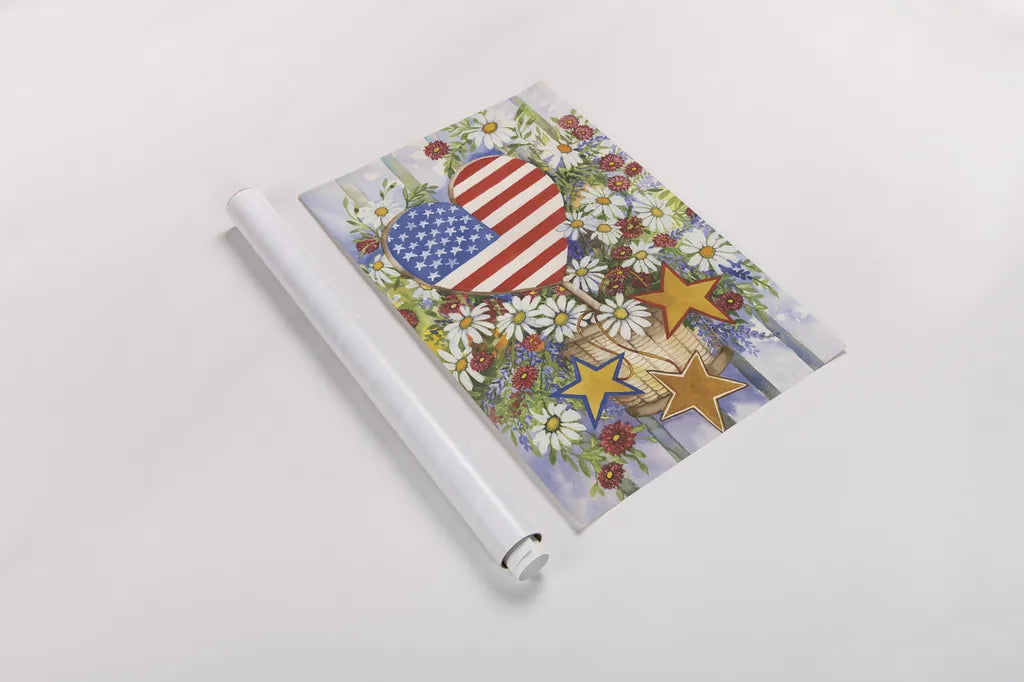 Patriotic Bouquet by Kathleen Parr McKenna. shown as a rolled paper print. Available as archival giclee rolled canvas, fine art paper, or poster print. SKU 41295h.