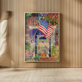 Patriotic Home by Kathleen Parr McKenna. shown as over sized large wall art. Available as an archival giclee rolled canvas, fine art paper, or poster print. SKU 37265h.