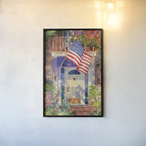 Patriotic Home by Kathleen Parr McKenna. shown as a paper print in a black flame. Available as a archival giclee rolled canvas, fine art paper, or poster print. SKU 37265h.
