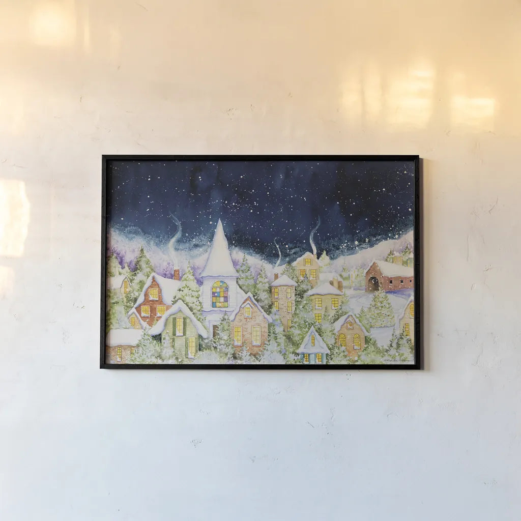 Peace on Earth by Kathleen Parr McKenna. shown as a paper print in a black flame. Available as a archival giclee rolled canvas, fine art paper, or poster print. SKU 41396i.