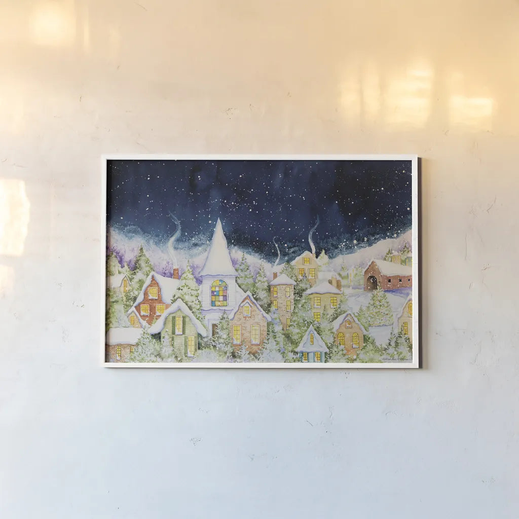 Peace on Earth by Kathleen Parr McKenna. shown as a paper print in a white frame. Available as a archival giclee rolled canvas, fine art paper, or poster print. SKU 41396i.