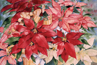Poinsettia by Kathleen Parr McKenna. SKU 80801i. Archival Giclee Fine art print for wall decor.