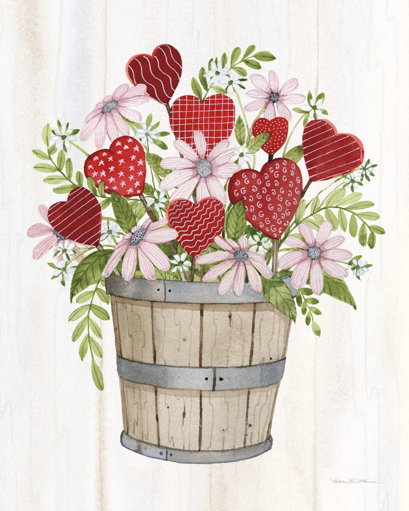 Rustic Valentine Bushel Basket by Kathleen Parr McKenna