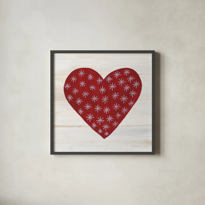 Rustic Valentine Heart II by Kathleen Parr McKenna. Shown in a sleek black glass frame for a contemporary gallery look. Available as an archival giclee rolled canvas, fine art paper, or poster print. SKU 46676a.