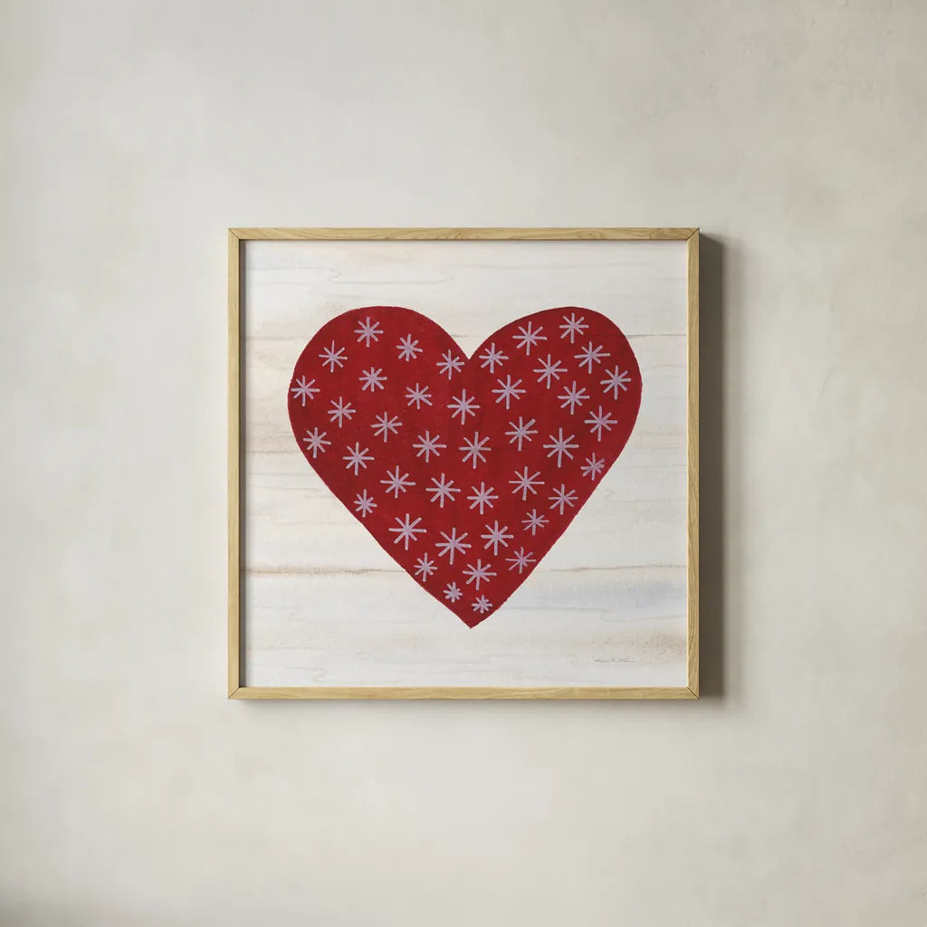 Rustic Valentine Heart II by Kathleen Parr McKenna. Shown in a natural wood glass frame for a timeless modern aesthetic. Available as an archival giclee rolled canvas, fine art paper, or poster print. SKU 46676a.