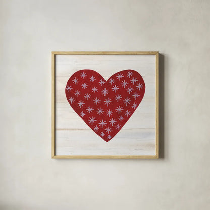 Rustic Valentine Heart II by Kathleen Parr McKenna. Shown in a natural wood glass frame for a timeless modern aesthetic. Available as an archival giclee rolled canvas, fine art paper, or poster print. SKU 46676a.