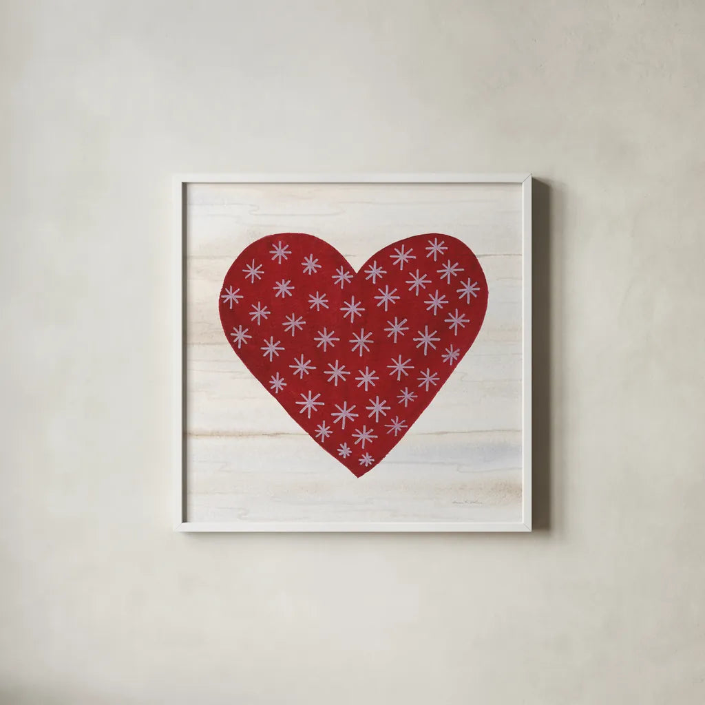 Rustic Valentine Heart II by Kathleen Parr McKenna. Shown in a crisp white glass frame for a clean and minimalist style. Available as an archival giclee rolled canvas, fine art paper, or poster print. SKU 46676a.