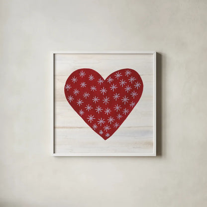 Rustic Valentine Heart II by Kathleen Parr McKenna. Shown in a crisp white glass frame for a clean and minimalist style. Available as an archival giclee rolled canvas, fine art paper, or poster print. SKU 46676a.