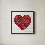 Rustic Valentine Heart IV by Kathleen Parr McKenna. Shown in a sleek black glass frame for a contemporary gallery look. Available as an archival giclee rolled canvas, fine art paper, or poster print. SKU 46678a.