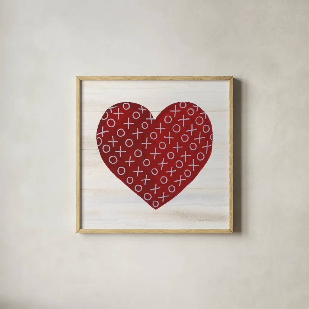 Rustic Valentine Heart IV by Kathleen Parr McKenna. Shown in a natural wood glass frame for a timeless modern aesthetic. Available as an archival giclee rolled canvas, fine art paper, or poster print. SKU 46678a.