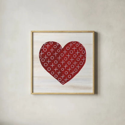 Rustic Valentine Heart IV by Kathleen Parr McKenna. Shown in a natural wood glass frame for a timeless modern aesthetic. Available as an archival giclee rolled canvas, fine art paper, or poster print. SKU 46678a.