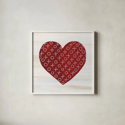 Rustic Valentine Heart IV by Kathleen Parr McKenna. Shown in a crisp white glass frame for a clean and minimalist style. Available as an archival giclee rolled canvas, fine art paper, or poster print. SKU 46678a.