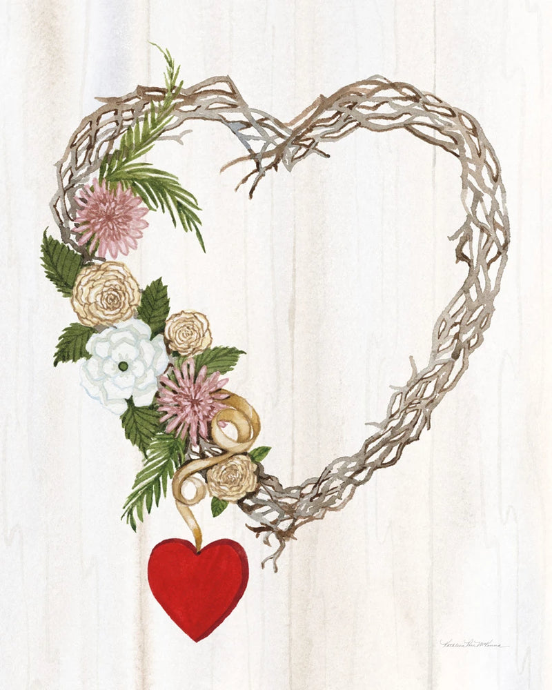Rustic Valentine Heart Wreath I by Kathleen Parr McKenna