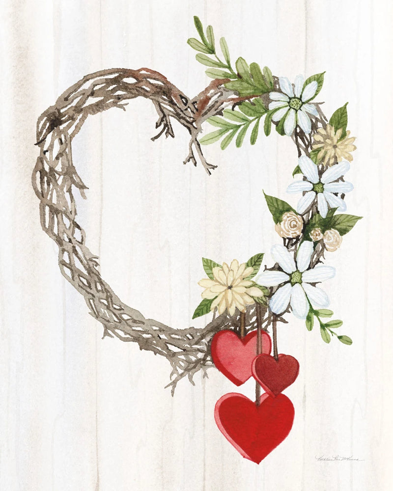 Rustic Valentine Heart Wreath II by Kathleen Parr McKenna