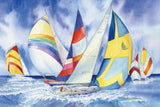 Sailboats by Kathleen Parr McKenna. SKU 41265i. Archival Giclee Fine art print for wall decor.