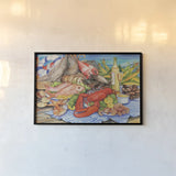 Seafood Platter by Kathleen Parr McKenna. shown as a paper print in a black flame. Available as a archival giclee rolled canvas, fine art paper, or poster print. SKU 47966i.