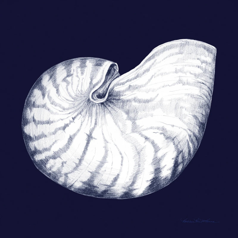 Shells I Blue and White v2 by Kathleen Parr McKenna