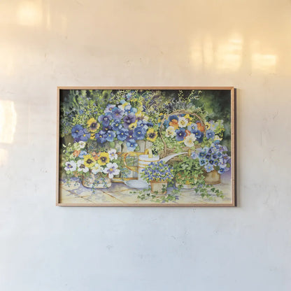 Simply Charming by Kathleen Parr McKenna. shown as a paper print in a natural frame. Available as a archival giclee rolled canvas, fine art paper, or poster print. SKU 47976i.