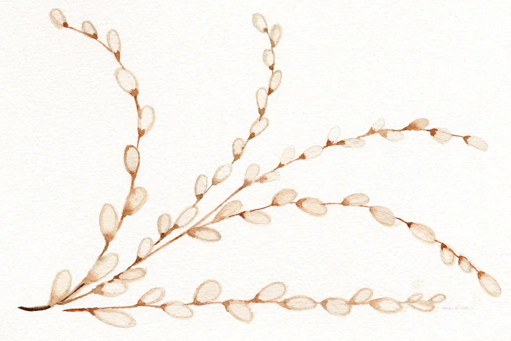 Spring Bunny Pussy Willow by Kathleen Parr McKenna. SKU 31702i. Archival Giclee Fine art print for wall decor.