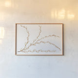 Spring Bunny Pussy Willow by Kathleen Parr McKenna. shown as a paper print in a natural frame. Available as a archival giclee rolled canvas, fine art paper, or poster print. SKU 31702i.