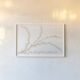 Spring Bunny Pussy Willow by Kathleen Parr McKenna. shown as a paper print in a white frame. Available as a archival giclee rolled canvas, fine art paper, or poster print. SKU 31702i.