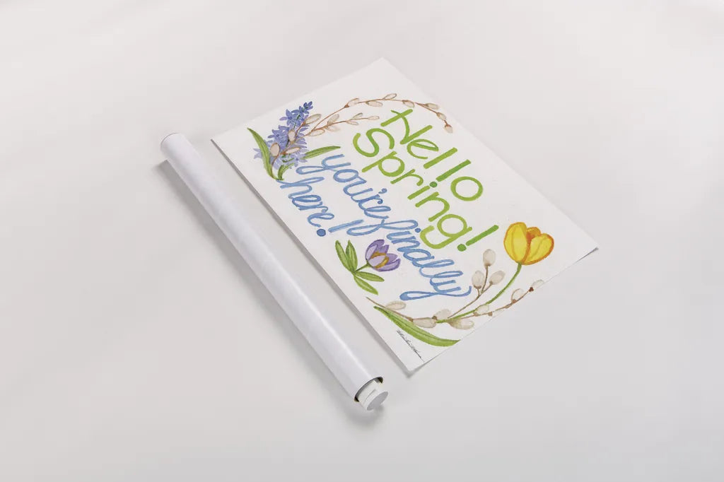 Spring Saying I by Kathleen Parr McKenna. shown as a rolled paper print. Available as archival giclee rolled canvas, fine art paper, or poster print. SKU 24714i.