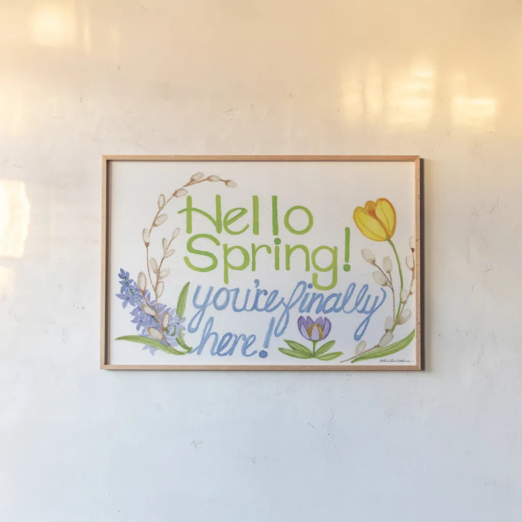 Spring Saying I by Kathleen Parr McKenna. shown as a paper print in a natural frame. Available as a archival giclee rolled canvas, fine art paper, or poster print. SKU 24714i.