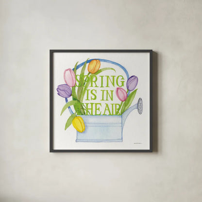 Spring Saying III by Kathleen Parr McKenna. Shown in a sleek black glass frame for a contemporary gallery look. Available as an archival giclee rolled canvas, fine art paper, or poster print. SKU 31717a.