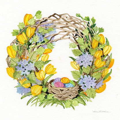 Spring Wreath II by Kathleen Parr McKenna. SKU 24597a. Archival Giclee Fine art print for wall decor.