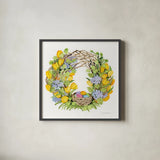 Spring Wreath II by Kathleen Parr McKenna. Shown in a sleek black glass frame for a contemporary gallery look. Available as an archival giclee rolled canvas, fine art paper, or poster print. SKU 24597a.
